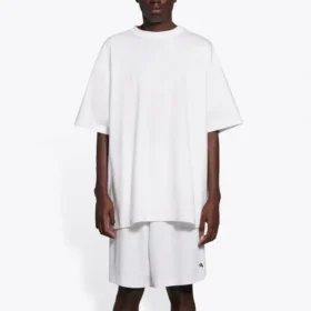 Camisola de manga curta Balenciaga para homem com rosto sorridente, branca, 651795TKV769140