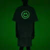 Camisola de manga curta Balenciaga para homem com rosto sorridente, branca, 651795TKV769140