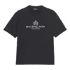 Camisola de manga curta Balenciaga Retro Knit BB Paris com estampado, versão masculina, preta 594579TGV601000