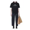 Camisola de manga curta Balenciaga Retro Knit BB Paris com estampado, versão masculina, preta 594579TGV601000
