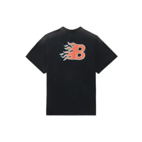 Camisola de manga curta Balenciaga SS21 Flame Retro para homem, preta, 656978TKV701076