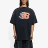Camisola de manga curta Balenciaga SS21 Flame Retro para homem, preta, 656978TKV701076