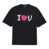 Camisola de manga curta Balenciaga SS21 Love para homem, preta, 612966TJVL51070