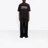 Camisola de manga curta Balenciaga SS21 Love para homem, preta, 612966TJVL51070