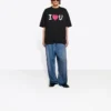 Camisola de manga curta Balenciaga SS21 Love para homem, preta, 612966TJVL51070