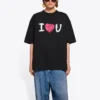 Camisola de manga curta Balenciaga SS21 Love para homem, preta, 612966TJVL51070