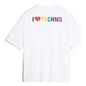 Camisola de manga curta Balenciaga Tech para homem, branca, 556133TDV209000