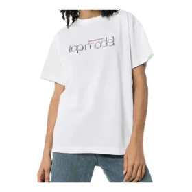 Camisola de manga curta branca com estampado de letras «Lens» 612965TIV829000