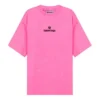 Camisola de manga curta com bordado e gola redonda, coleção SS21, cor rosa 641532TJVA95764