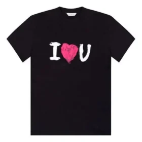 Camisola de manga curta com estampa «I Love U» preta 612965TJVL51070