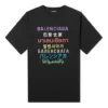 Camisola de manga curta com estampado multilingue para homem, preta 612966TJVI32771
