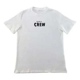 Camisola de manga curta com estampado para homem da Balenciaga, branca, 620941TIV749040