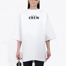 Camisola de manga curta com estampado para homem da Balenciaga, branca, 620941TIV749040