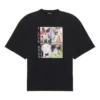 Camisola de manga curta com estampado retro SS21, preta 641614TJVH11000