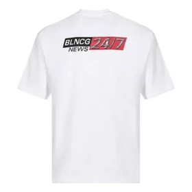 Camisola de manga curta com gola redonda Balenciaga para homem, branca 612966TIVD19000