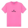 Camisola de manga curta com gola redonda e bordado, cor-de-rosa 612964TJVD95764