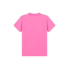 Camisola de manga curta com gola redonda e bordado, cor-de-rosa 612964TJVD95764