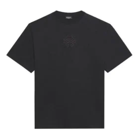 Camisola de manga curta com gola redonda e corte largo para homem Balenciaga SS21 com logótipo estampado, preta 641675TKV711069
