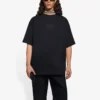 Camisola de manga curta com gola redonda e corte largo para homem Balenciaga SS21 com logótipo estampado, preta 641675TKV711069