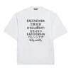 Camisola de manga curta com gola redonda e estampa com a palavra «Balenciaga» para homem, branca, 641614TJVI39040