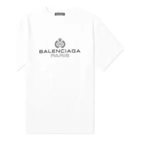 Camisola de manga curta com gola redonda e estampado «BB Paris» da Balenciaga para homem, versão retro, branca 594579TGV609000