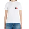 Camisola de manga curta com gola redonda e estampado, branca 612964TIV799000
