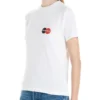Camisola de manga curta com gola redonda e estampado, branca 612964TIV799000