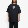 Camisola de manga curta com gola redonda e estampado da Balenciaga SS21 para homem, preta, 651795TKV771070