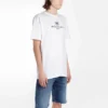 Camisola de manga curta com gola redonda e logótipo Balenciaga estampado para homem, branca 556150TYK239000
