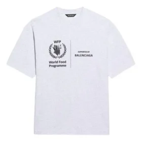 Camisola de manga curta com gola redonda e logótipo em estampa cruzada Balenciaga x WFP 1.ª geração para homem, cinzenta 612966THV841167