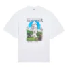 Camisola de manga curta com gola redonda e padrão de letras «Sacr Cur», branca 641532TJVH69000