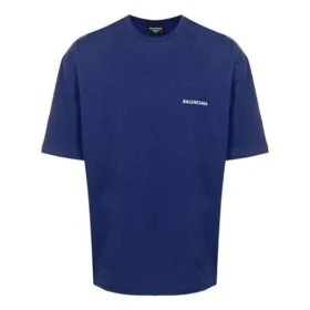 Camisola de manga curta com logótipo Balenciaga FW21, gola redonda, para homem, azul 612966TIVG53967 Camisola de manga curta com logótipo Balenciaga FW21, gola redonda, para homem, azul 612966TIVG53967