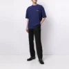 Camisola de manga curta com logótipo Balenciaga FW21, gola redonda, para homem, azul 612966TIVG53967