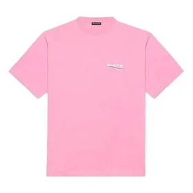 Camisola de manga curta com logótipo Balenciaga para homem, cor-de-rosa 641675TJVF75713 Camisola de manga curta com logótipo Balenciaga para homem, cor-de-rosa 641675TJVF75713