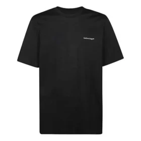 Camisola de manga curta com logótipo Balenciaga para homem, preta, 556150TYK281000