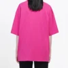 Camisola de manga curta com logótipo retro, unissexo, rosa 556104TBV435630