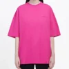 Camisola de manga curta com logótipo retro, unissexo, rosa 556104TBV435630