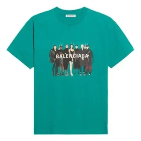 Camisola de manga curta, estilo retro, com logótipo impresso na banda, verde 612965TIV473640