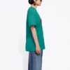 Camisola de manga curta, estilo retro, com logótipo impresso na banda, verde 612965TIV473640