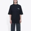 Camisola de manga curta folgada com logótipo impresso, preta 641655TIV521070