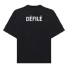 Camisola de manga curta larga com letras, preta 641532TJVL41000