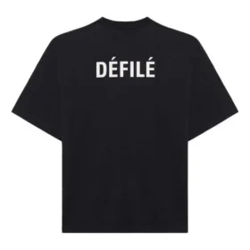 Camisola de manga curta larga com letras, preta 641532TJVL41000