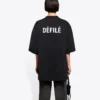Camisola de manga curta larga com letras, preta 641532TJVL41000