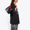 Camisola de manga curta larga para homem Balenciaga com padrão de corrida e logótipo, preta 641614TJVK61070
