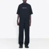 Camisola de manga curta masculina Balenciaga com estampado alfabético e gola redonda, preta, 620969TIV501070