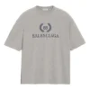 Camisola de manga curta masculina Balenciaga com logótipo BB impresso, cinzenta 544271TCV251300
