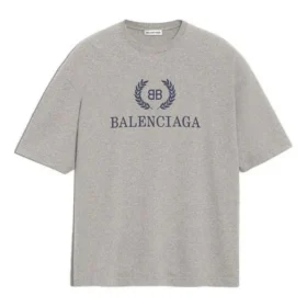 Camisola de manga curta masculina Balenciaga com logótipo BB impresso, cinzenta 544271TCV251300 Camisola de manga curta masculina Balenciaga com logótipo BB impresso, cinzenta 544271TCV251300
