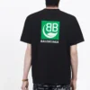 Camisola de manga curta masculina Balenciaga com logótipo estampado, preta, 594579THV631000