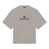 Camisola de manga curta masculina Balenciaga com logótipo Mosaic BB Alphabet, estilo desfiado e cinzenta 651795TKVF58174