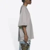 Camisola de manga curta masculina Balenciaga com logótipo Mosaic BB Alphabet, estilo desfiado e cinzenta 651795TKVF58174